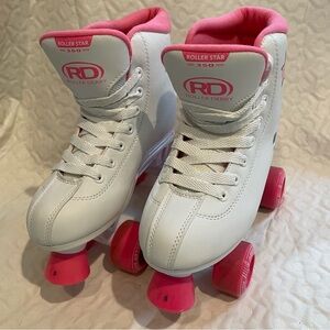 Roller Star 350 Roller Derby Girl’s Skates White and Pink Size 5 Star Quads